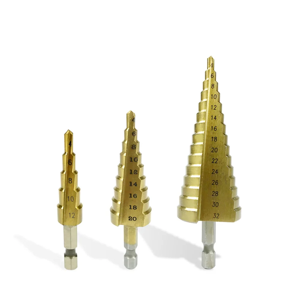 Ступенчатое сверло HSS с титановым покрытием буровые электроинструменты 4 12 20 32 мм
