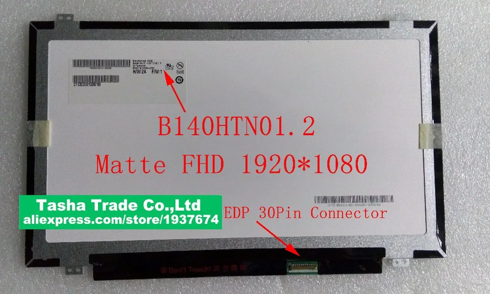 

B140HTNO1.2 AUO AU Optronics LCD Laptop Screen Matte eDP 30pin New Original High Quality Test Befor Shipment