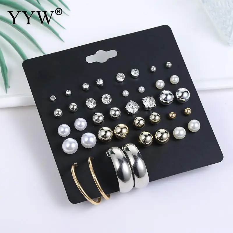 20 пар/лот Комплект сережек для женщин с искусственным жемчугом металлические