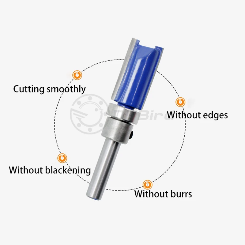 1/3pc 1/4" 1/4 Inch Shank Flush Trim Pattern Router Bit Top Bottom Bearing Trimming Woodworking Milling Cutter Alloy Blade |