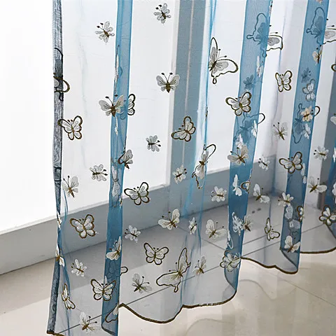 Новые тканевые шторы с вышивкой полые вышитые занавески s синего цвета для