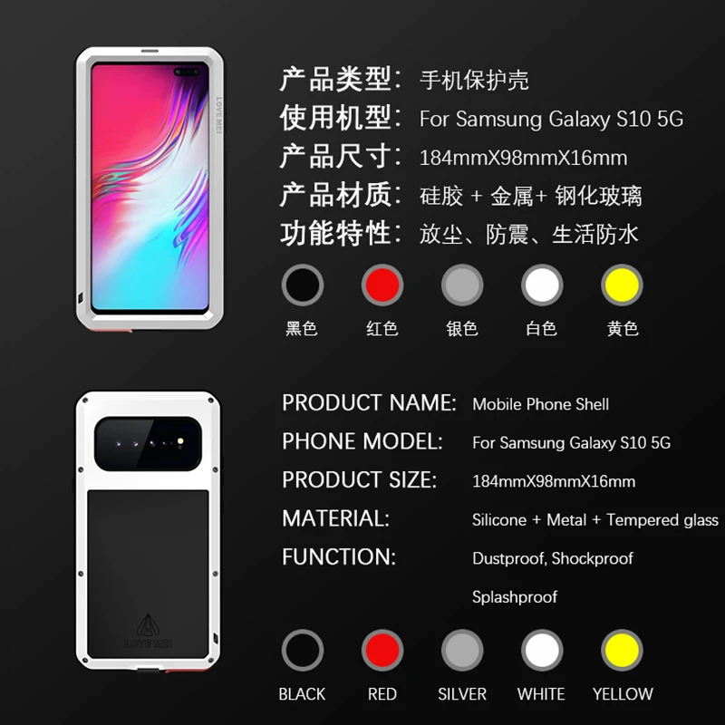 2019 S10 5G LOVE MEI мощный чехол со стеклом для Samsung Galaxy Роскошный Алюминиевый