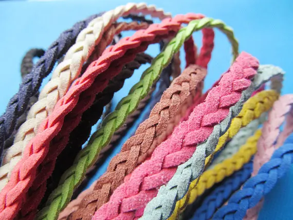 100Yds 6mm Multicolor Korea Faux Suede Fabric Leather Flat Cord String Rope,Jewelry Beading String,For Bracelet & Necklace,DIY
