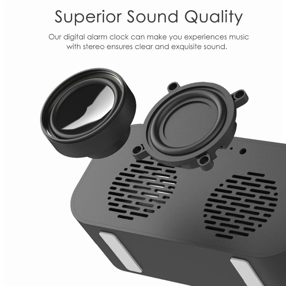 LED зеркало будильник портативный Bluetooth динамик ЖК дисплей беспроводной