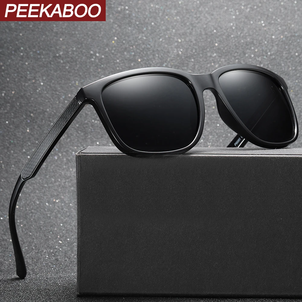 Peekaboo uv400 поляризационные солнцезащитные очки для мужчин tr90 Ультра светильник вождения мужские солнцезащитные очки матовый черный Высокое качество TAC