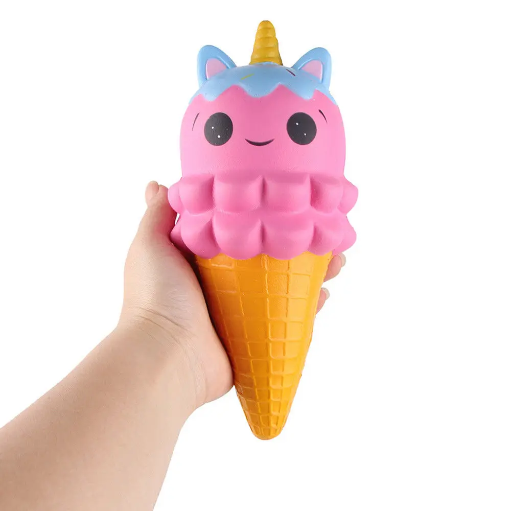 Unicorn Ice Cream 20 см Kawaii Милая Радужная лошадка двойная голова Медведь звезда мороженое телефон ремни для сжимания медленно распрямляющаяся Джамбо амулеты легко сдавливаемые игрушки подарок - Цвет: Unicorn Ice Cream