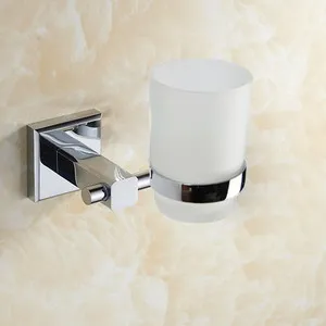 tumbler holder Хромированный Твердый латунный набор аксессуаров для ванной, Европейский квадратный набор аксессуаров для ванной, хорошее качество, Товары для ванной - Цвет: tumbler holder