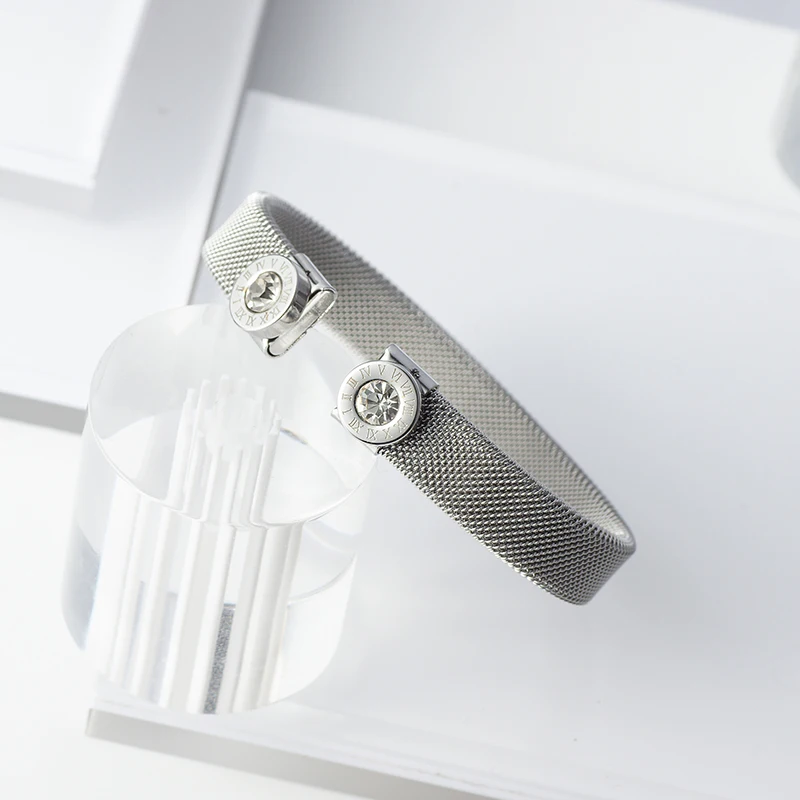 Модный браслет из нержавеющей стали BanglesBracelets для женщин CZ римское письмо браслет для помолвки Свадебная вечеринка женские ювелирные изделия подарок