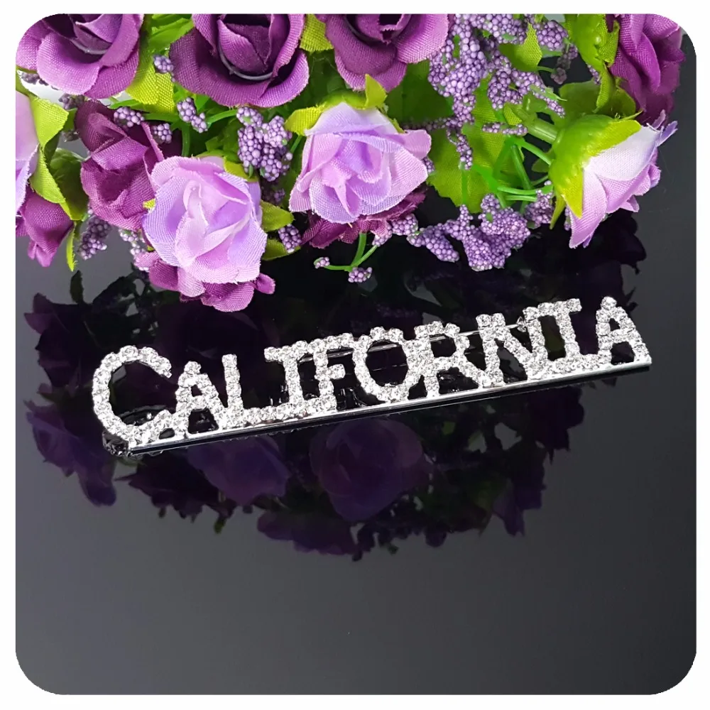 США тематический подарок блестящие стразы &quotCALIFORNIA&quot State Word Pin Хрустальная брошь