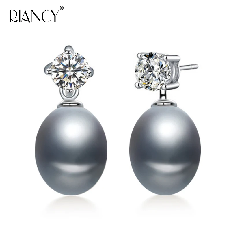 gray pearl earring Простые серьги из натурального пресноводного жемчуга для женщин, черные, серые, жемчужные ювелирные изделия, вечерние, подарок - Цвет камня: gray pearl earring