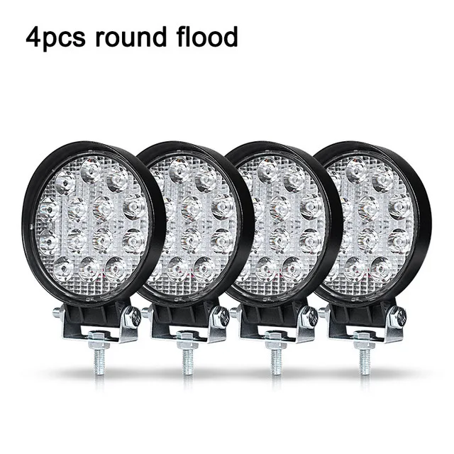 4PCS 42W round Flood 4 дюйма 48 Вт светодиодный рабочий светильник прожектор точечная лампа для грузовика Lada прицеп внедорожник внедорожная лодка 12 в 24 В 4WD автомобильный Стайлинг противотуманный светильник s - Цвет: 4PCS 42W round Flood