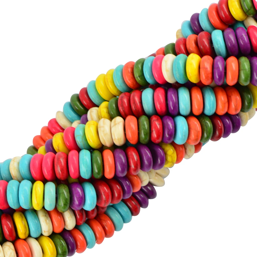 122 шт Howlite многоцветный Heishi Rondelle Spacer свободный Beads 8mm|rondelle spacer| |