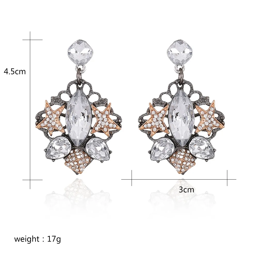 RIMOWA 2017 New Fashion Jewelry Earrings For Women Retro Crystals Stars Flower Dangle Water Drop Earring PE114 | Украшения и