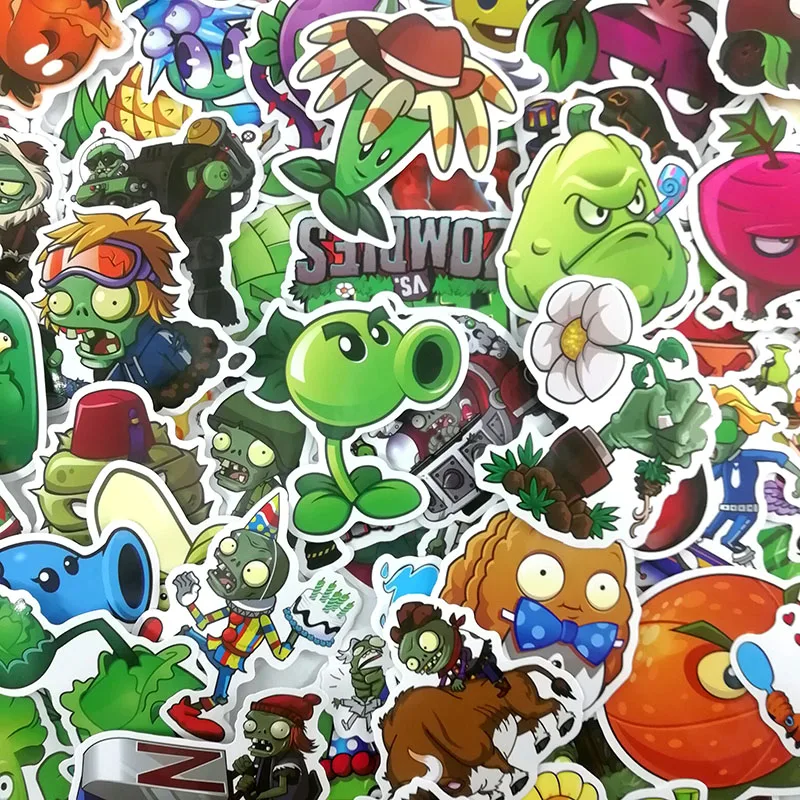 100 шт./компл. с изображением героев «Plants Vs Zombies мультфильм Стикеры s для ноутбука ТВ холодильник велосипедные шлемы ПВХ Водонепроницаемый наклейка игрушка Стикеры для детей