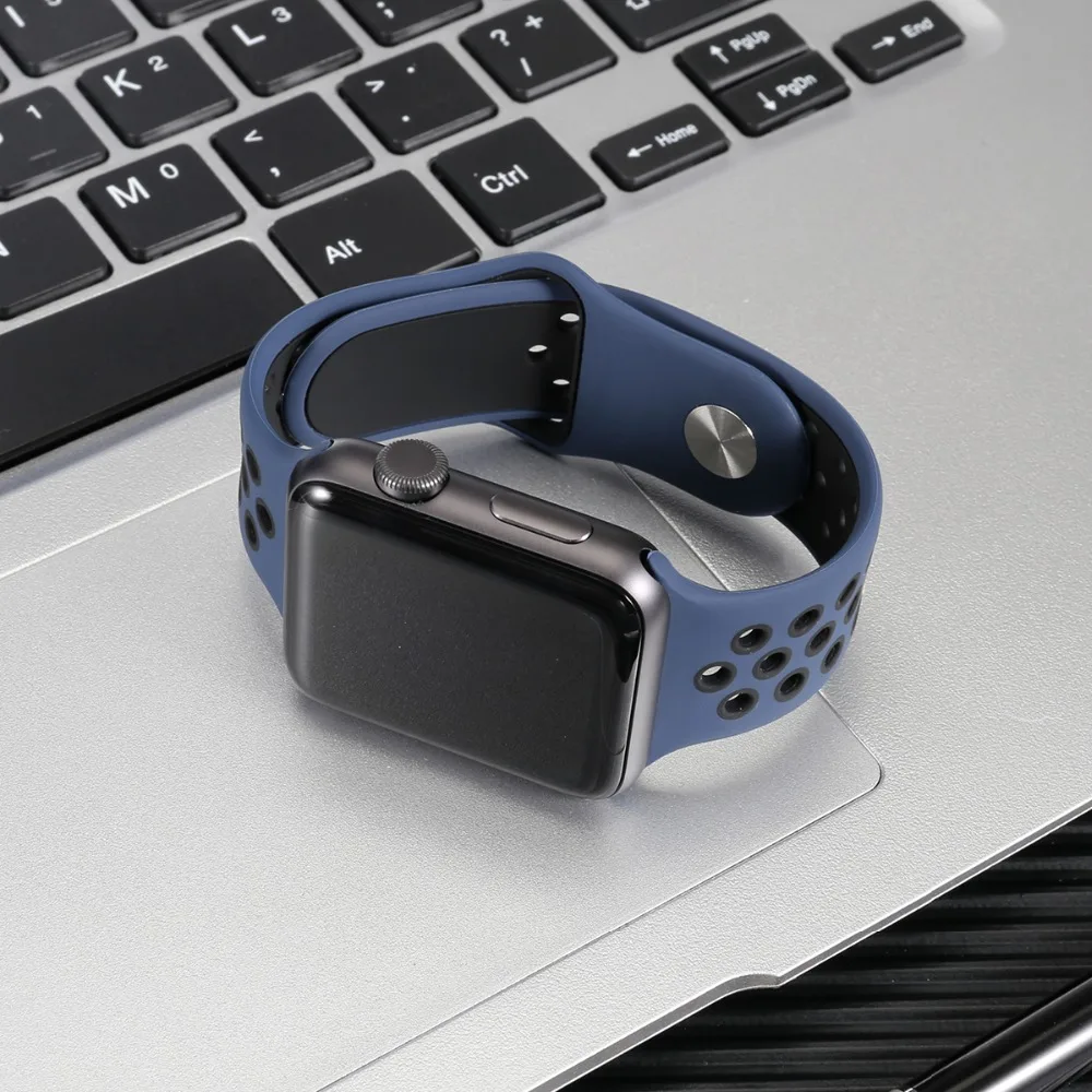 Спортивный силиконовый ремешок для Apple watch 5, 4, 44 мм, 40 мм, ремешок для часов Nike, ремешок для iwatch серии 5, 3, 2, 1, 42 мм, 38 мм, с металлической пряжкой