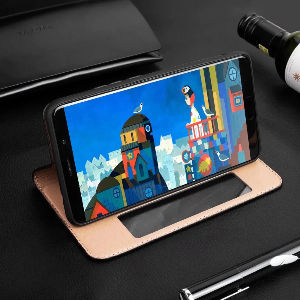 Чехол для Huawei Mate 10 20 30 умный флип-чехол с окошком экрана чехол из натуральной кожи