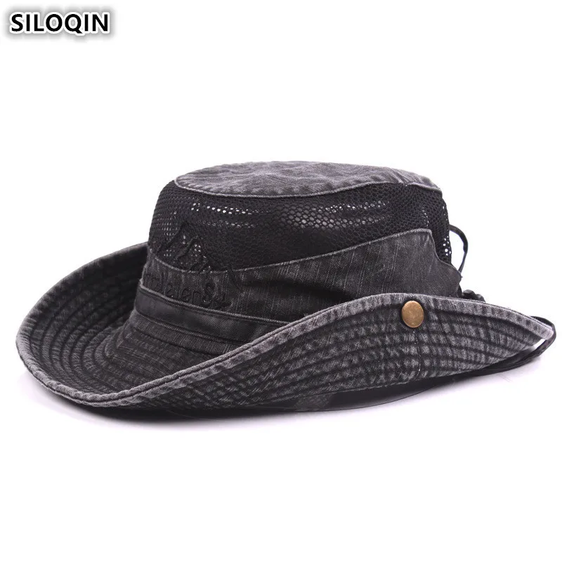 Мужская хлопковая Панама SILOQIN летняя шапка для рыбалки с вентиляцией