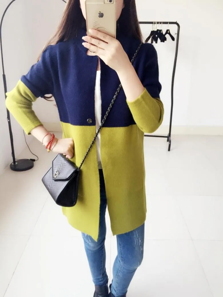 S-L Fashion Spring Autumnn female Korea Cardigan women jacket sweater coat color in long cardigan |