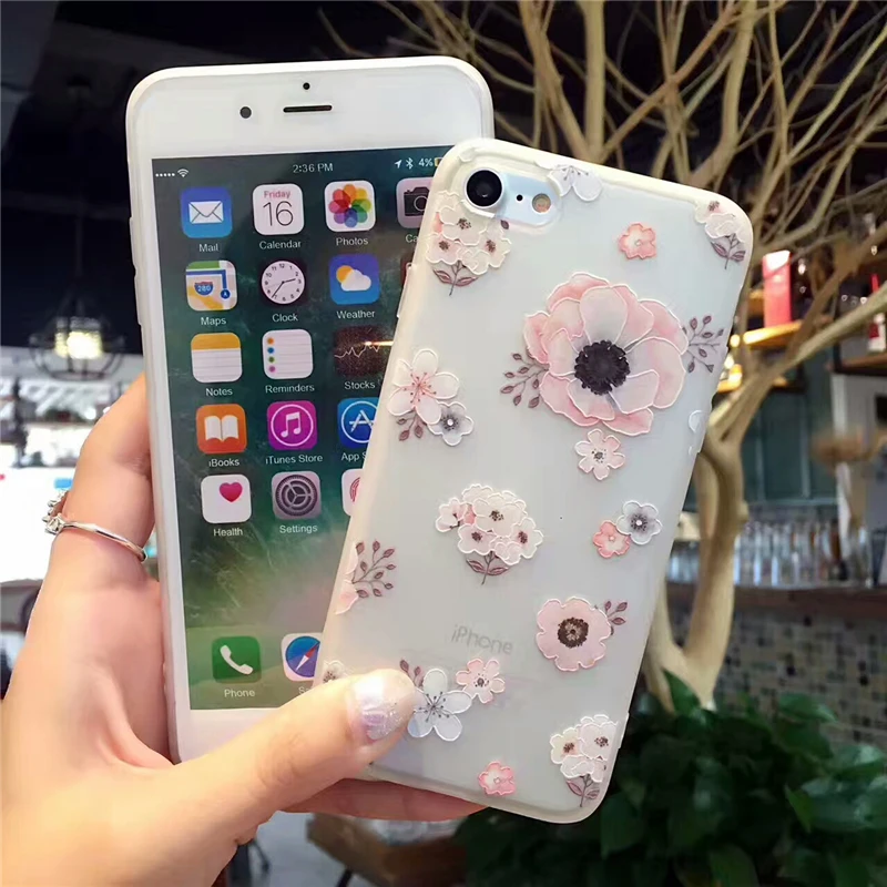 Pink cherry blossoms Phone Case For iphone x 8x cover Silicone TPU Frosted Back shell for iPhone 7 7Plus 8 8plus 6 6s Coke case |