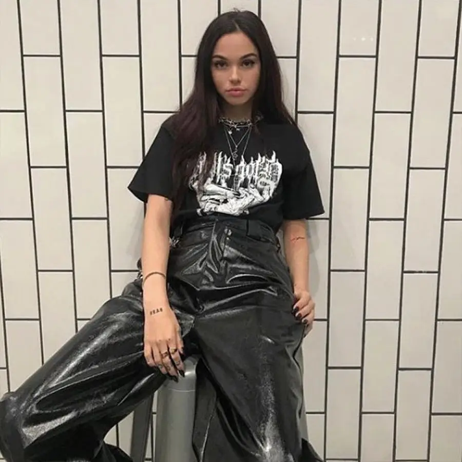 Кожа Панк комбинезоны шаровары широкую ногу свободные брюки PU Для женщин