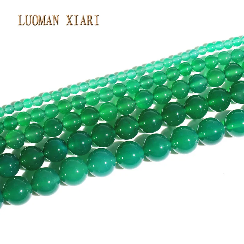 Бусины из драгоценных камней натуральные круглые бусины AAA + зеленого агата