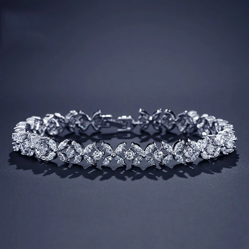 

Exquisite AAA Cubic Zirconia Tennis Cut Round Clear Crystal Chain & Link Bracelets Bangles Bridal Wedding Jewelry