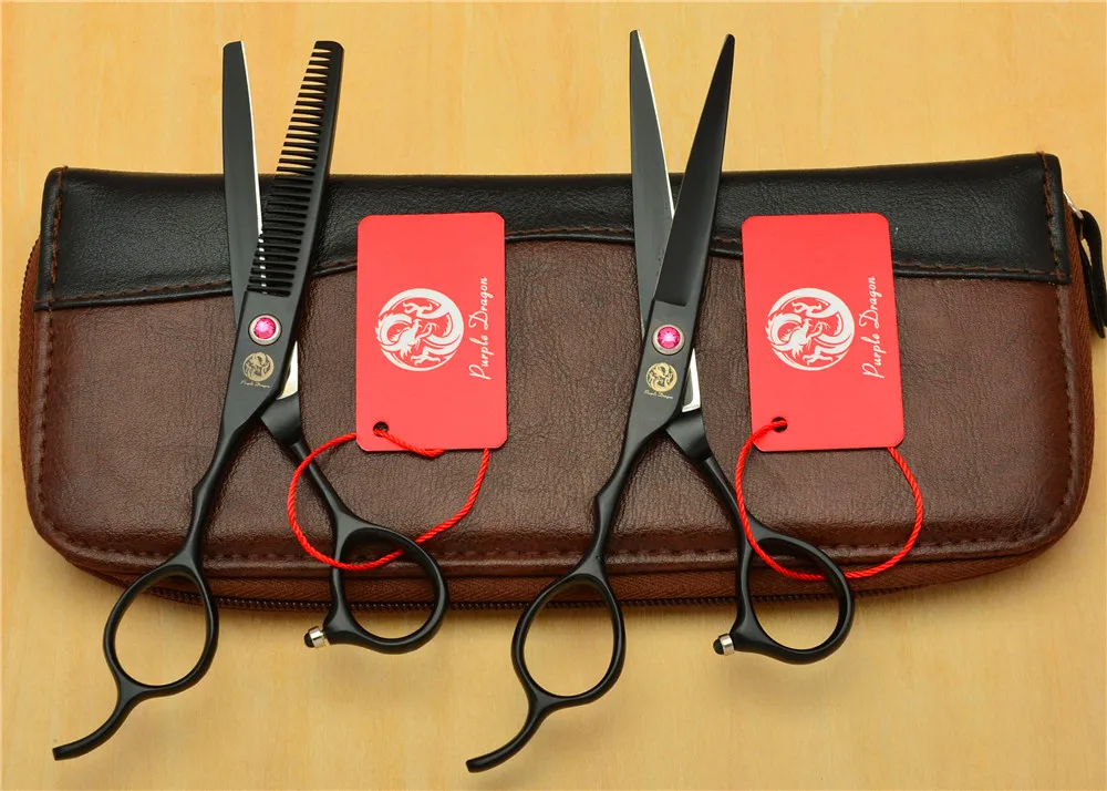 Left Hand Hairdressing Scissors 8001# 5.5'' 16cm Purple Dragon Cutting Thinning Shears Professional Human Hair |