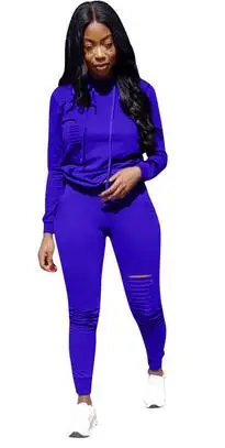 Женский спортивный костюм из двух предметов толстовка с длинным рукавом + рваные