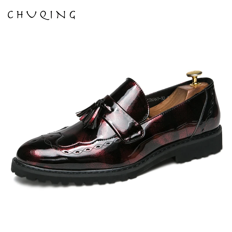 CHUQING/кожаные деловые туфли на низком каблуке мужские лоферы без шнуровки