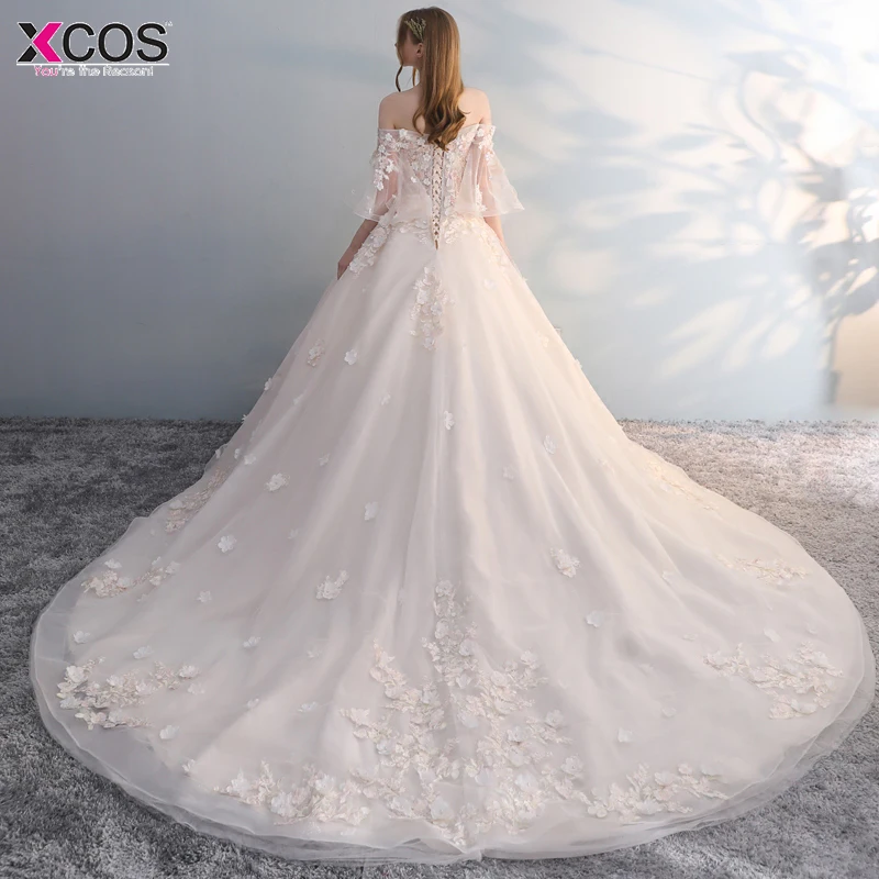 XCOS бальное платье Свадебные платья 2018 новые съемные шлейф аппликационные