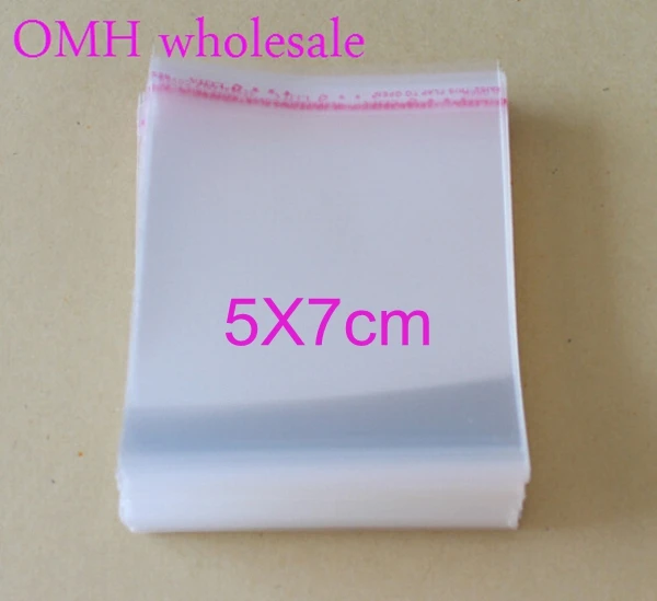 OMH wholesale 200pcs 5x7cm 100% NEW OPP stickers self adhesive transparent PP plastic bags for Jewelry display gift PJ369-1 | Украшения и