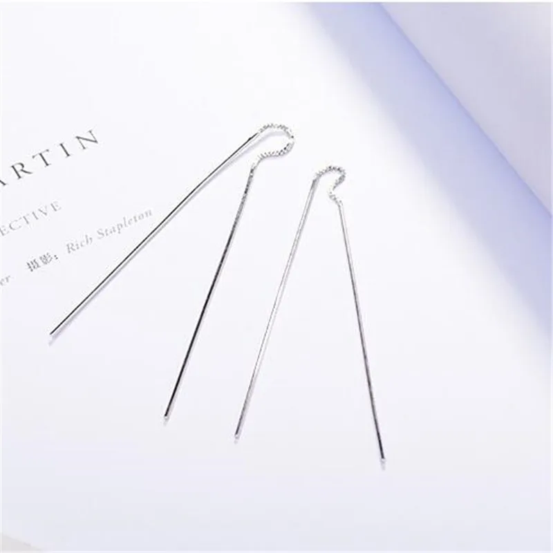 New Popular Simple Fashion Jewelry 925 Sterling Silver Personality Tide Long Tassel Female Exquisite Dangle Earrings E277 | Украшения и