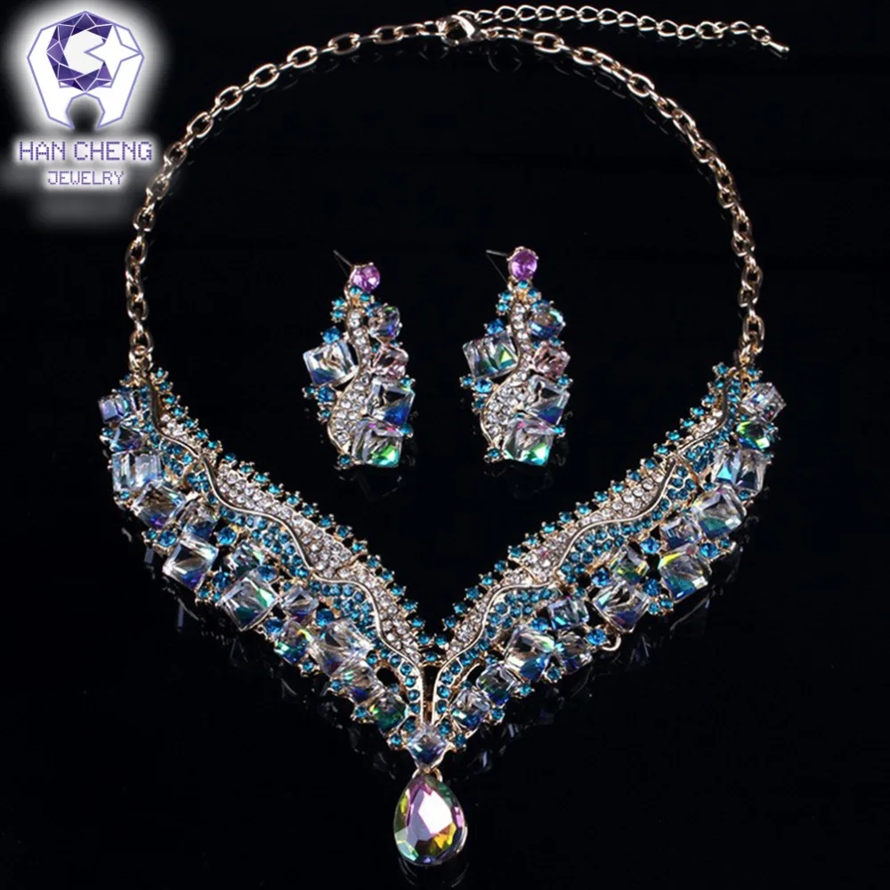 HanCheng новая мода роскошные стразы кубический цвет кристалл эффектное колье