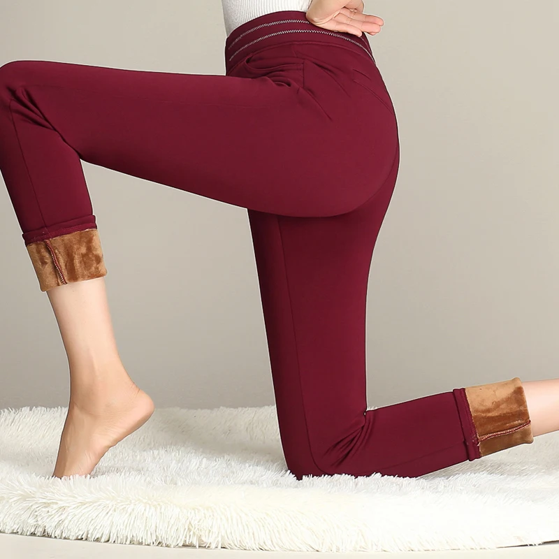 2017 Winter Women Pants Warm Plus Thick Velvet Slim High Waist Stretch Pencil Female Trousers Large size 6XL | Женская одежда