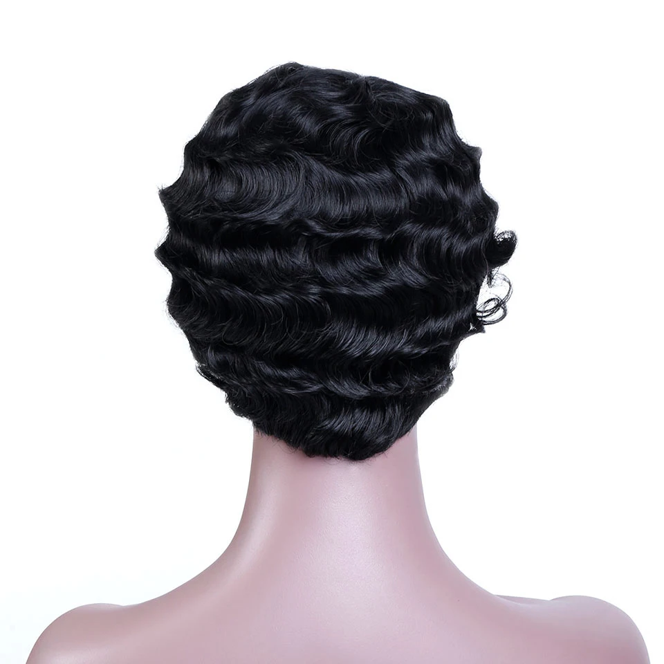 WTB черные короткие стриженые парики для черных женщин, африканские афро волосы, синтетические парики, розовые волнистые волосы, парик