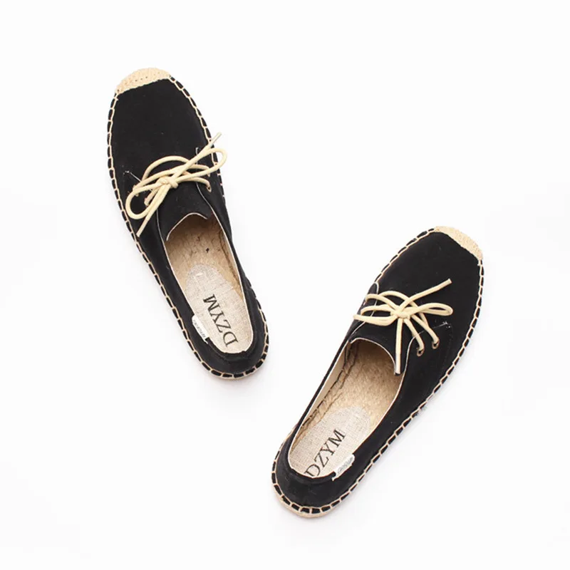 DZYM  Spring Summer Classic Canvas Espadrilles High Quality Women Flats Leisure Sneakers Pure Hand-made Linen Shoes Zapatos