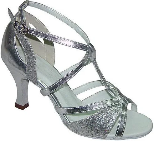Ladies Latin Dance Black Silver Orange Square Heel Quality PU Cheap Ballroom Shoes | Спорт и развлечения