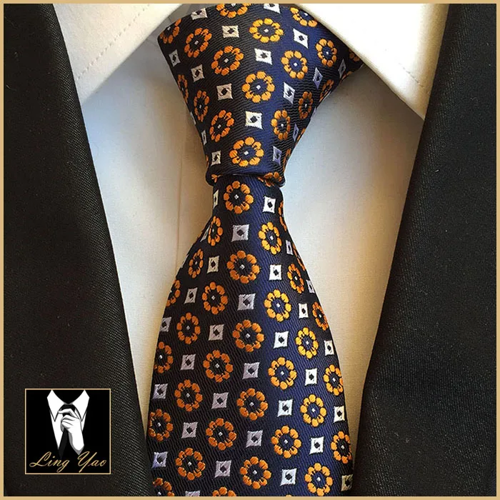 Классический дизайн 8 см галстук уникальный Винтажный Оранжевый Цветочный