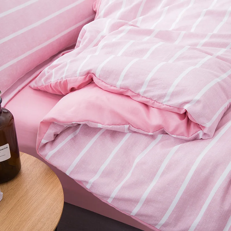 SlowDream Модные Простые розовые полосы Постельное белье свет роскошный элегантный