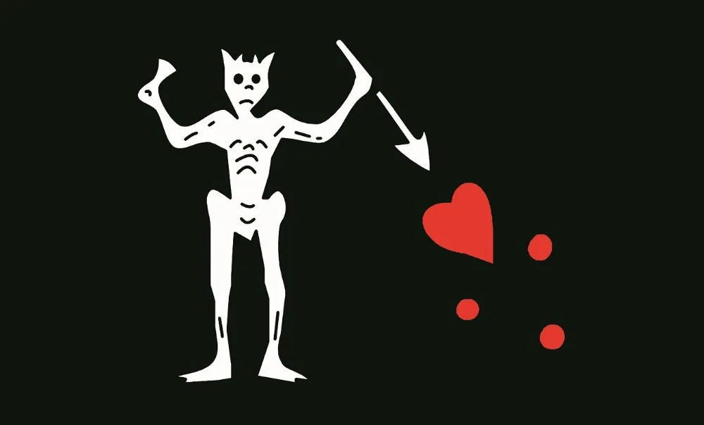 Эдвард научить пиратский флаг 3X5 футов черная борода копье сердце Веселый Роджер