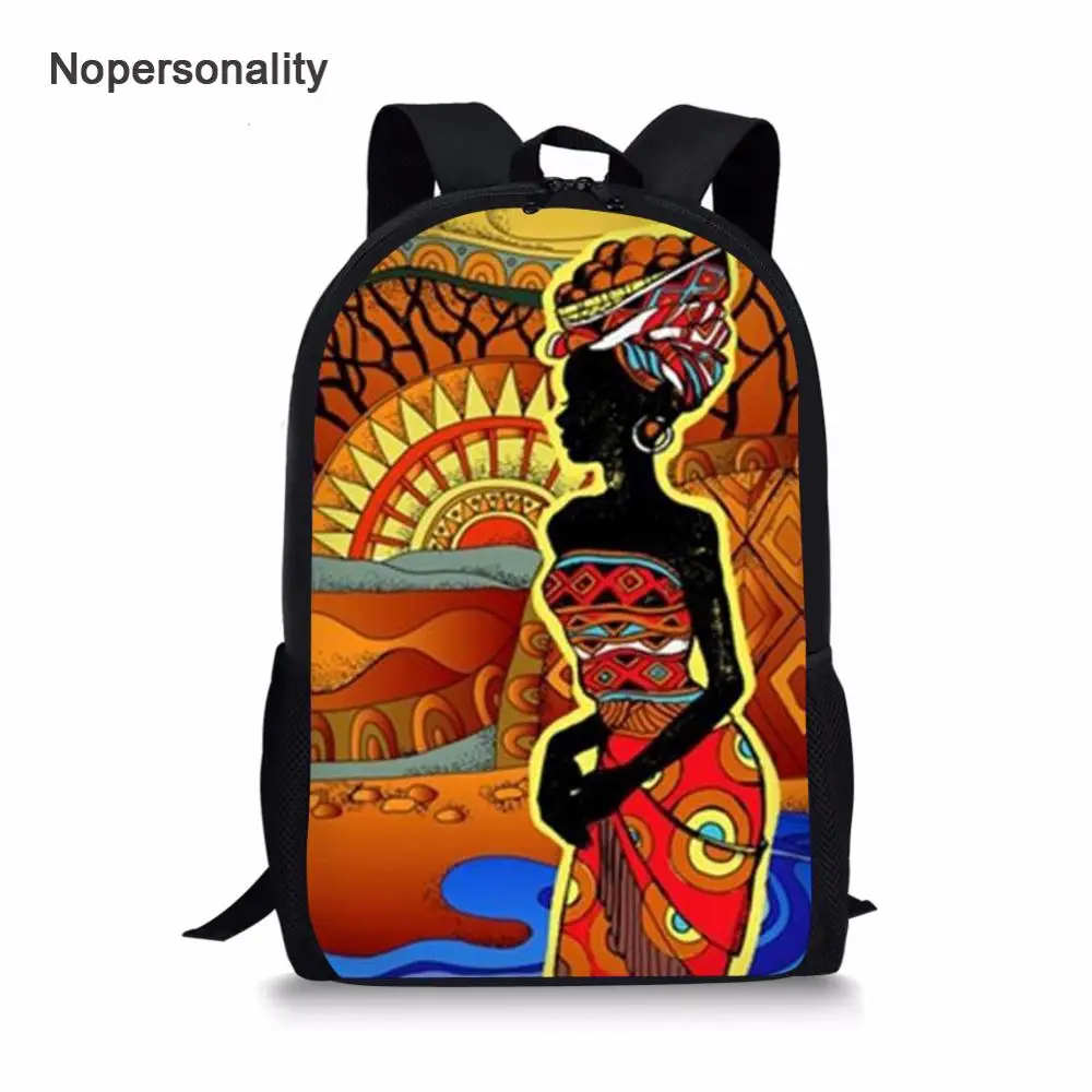 

African American Black Girls Print School Bag for Teenager Girls 16inch Art Children Schoolbags Mochila Student Kids Backpacks