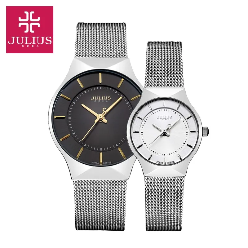 

Julius Japan Quartz Fine Classic Thin Couple Watch Lovers Hours Men's Watch Women's Watch Full Stainless Steel Gift No Box
