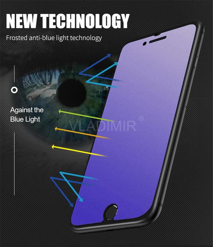 Противоударный Матовый УФ закаленное Стекло для IPhone 11 Pro X XS Max XR 8 7 6 6s плюс анти-фиолетовый синий светильник Экран протектор