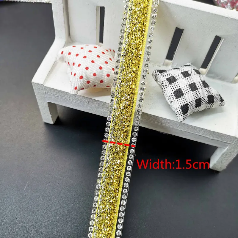Sequin Gold 1.5cm Много цветов Стразы, Кристалл Серебряные стразы отделка ожерелье со стразами лента из страз ming самодельная цепочка - Цвет: Sequin Gold 1.5cm