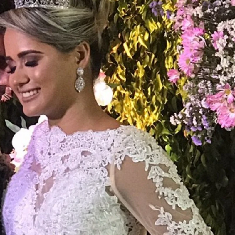 

Vestido de noiva White Cheap Long sleeve wedding dresses 2021 Sexy Robe de mariee Lace Beaded bride dress vestidos de noiva