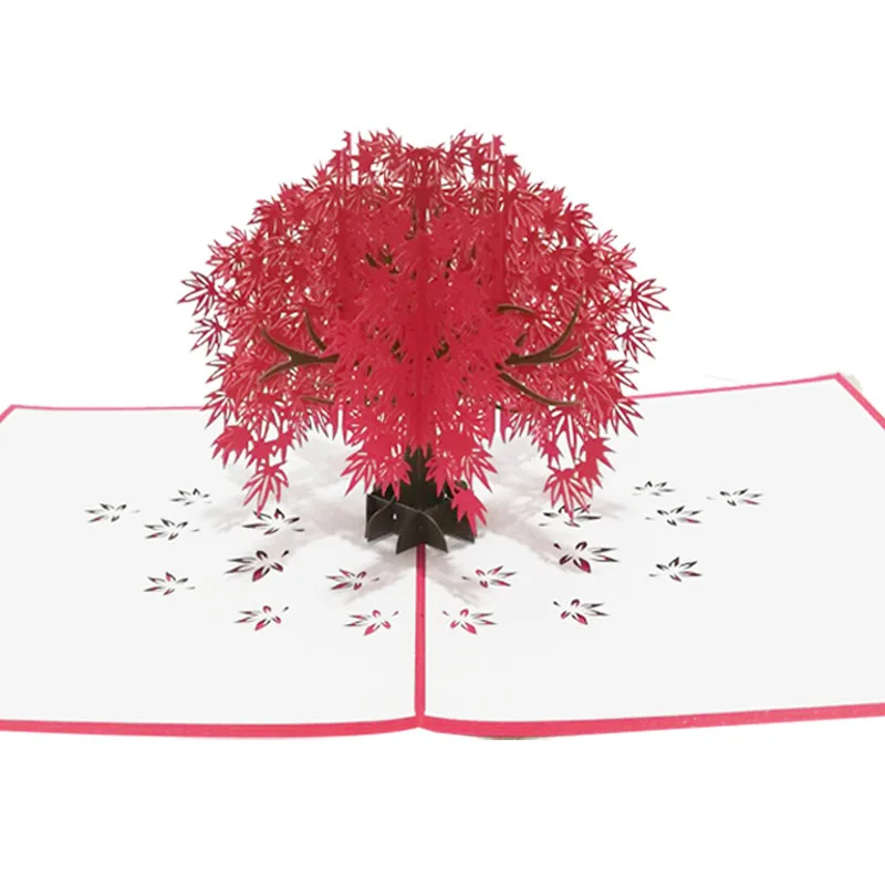 Red maple 3D всплывающие открытки-приглашения на свадьбу вечерние приглашения детский душ Подарки Свадебные поздравительные открытки юбилейные подарки открытка с единорогом - Цвет: Red maple