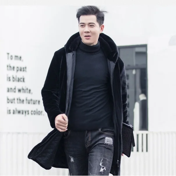 Пушистый 2019 зимние мужские пальто из искусственного меха кожаная куртка с мехом