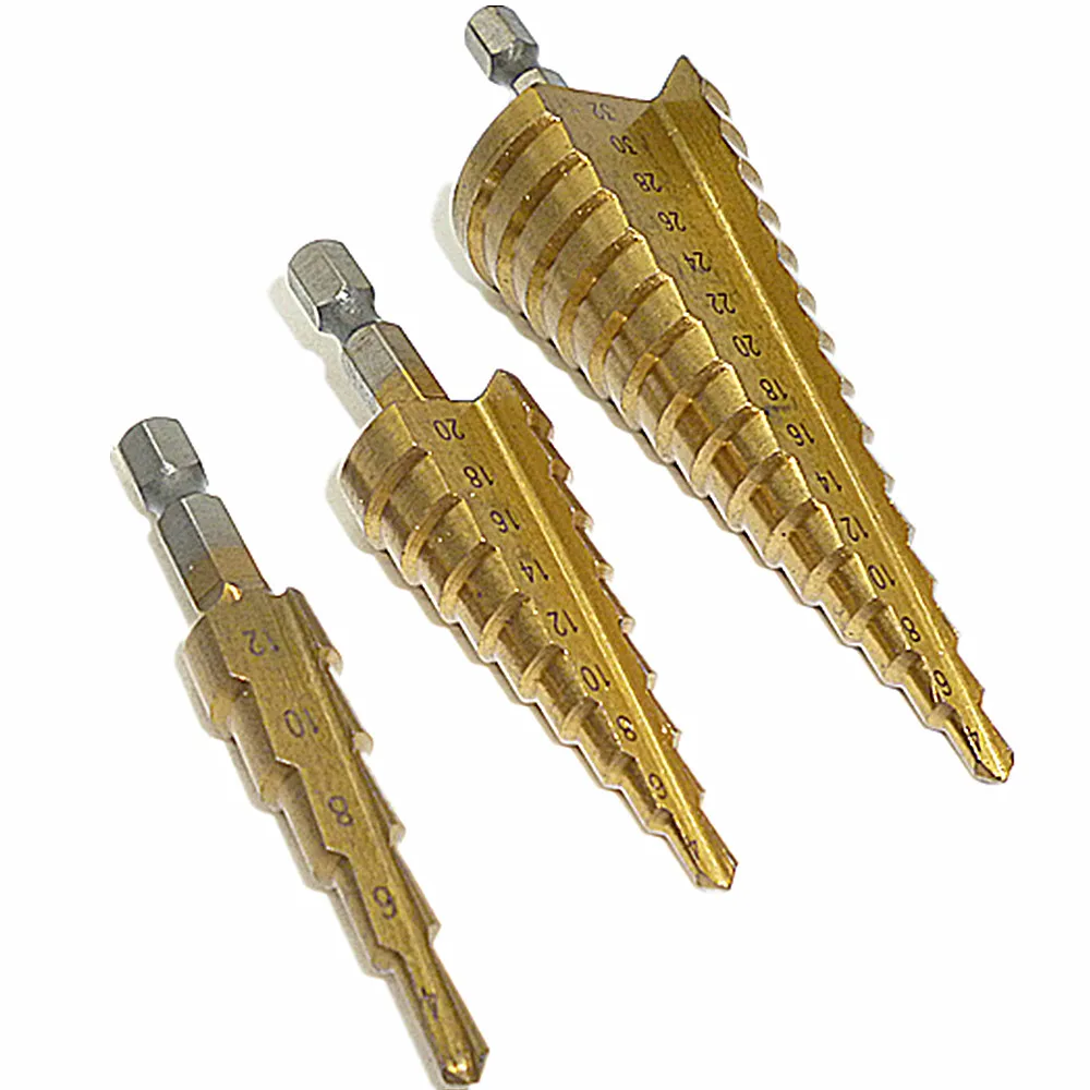 Набор ступенчатых Сверл из быстрорежущей стали 3 шт. промышленный расширитель