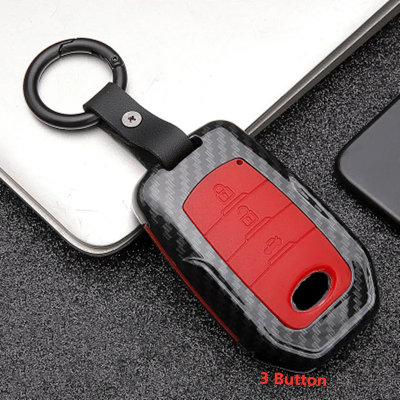 3 button Carbon red Сплав чехол для дистанционного ключа от машины чехол для Toyota Chr C-hr Land Cruiser 200 Avensis Auris Corolla 2& 3 кнопки Брелок чехол - Название цвета: 3 button Carbon red
