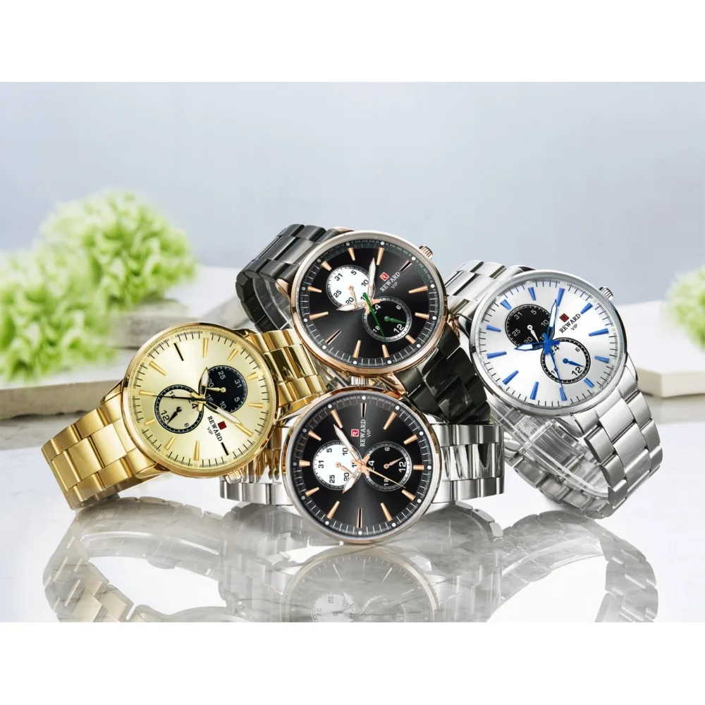 

REWARD Men Watch Top Brand Luxury Quartz Watch Stainless Steel Waterproof Automatic Date Sport Watch Relogio Masculino Relojes